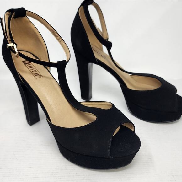 New Platform Black Chunky Heels T Strap Sexy Heels Prom Party Dress Shoes 9.5 - Picture 10 of 11